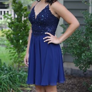 Faviana V-Neck Corset Back Dress (Style #10151)